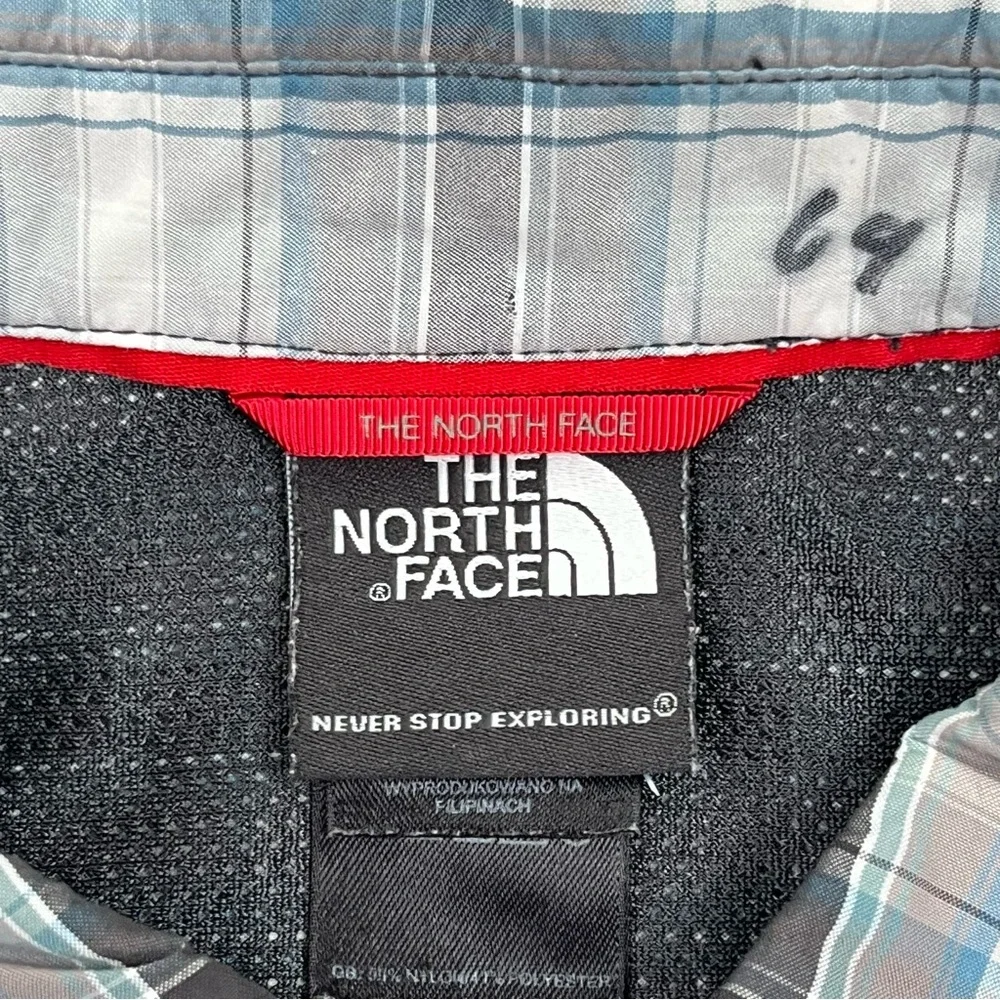 North Face Shirt Large Gray Button Up Plaid Short Sleeve Preppy Outdoor Men